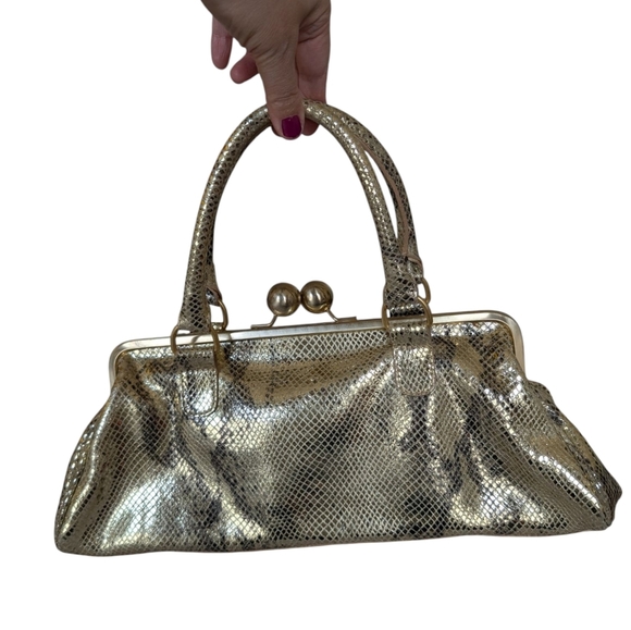 Maurizio Taiuti Gold Leather Top Handle Bag - Picture 1 of 13